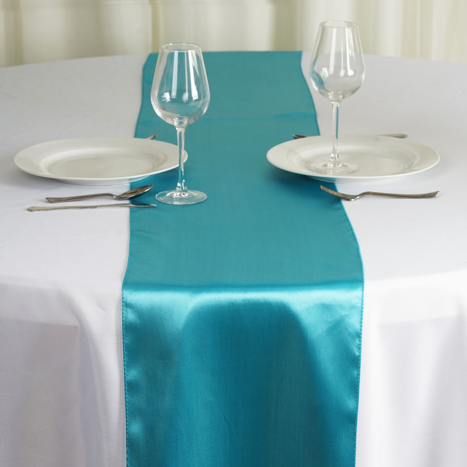 BalsaCircle 12" x 108" Satin Table Top Runner Wedding Linens Turquoise