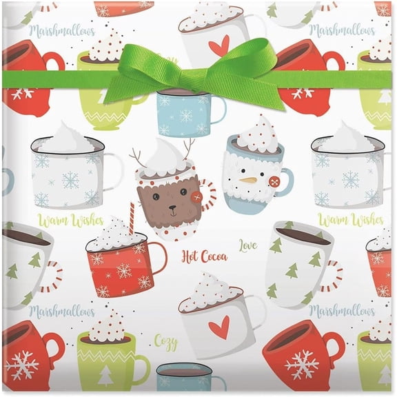Christmas Cupcake Wrapping Paper 23x58 Inch Gift Wrap Roll, Xmas Birthday Gift Wrap Paper for Holiday Party Celebration