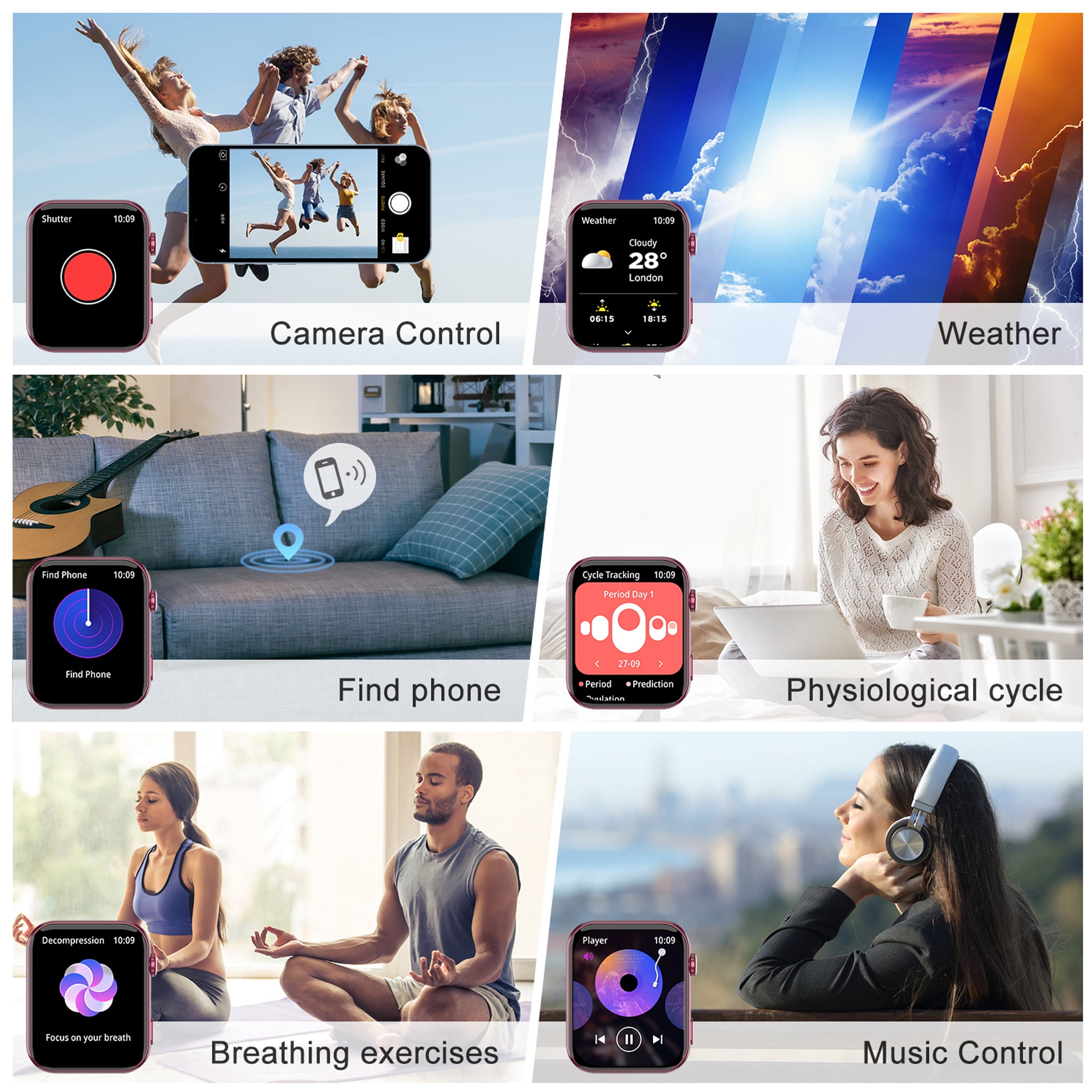 Smart Watch for Android and iPhone Samsung, 1.91'' Smartwatch for Women Men, 100+ Sports Modes Fitness Tracker with Answer Make Calls/Message Reminder, IP68 Waterproof, Purple