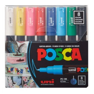 Posca Paint Marker Pen - Extra Fine Point - Set of 8 PC-1M 0.7mm