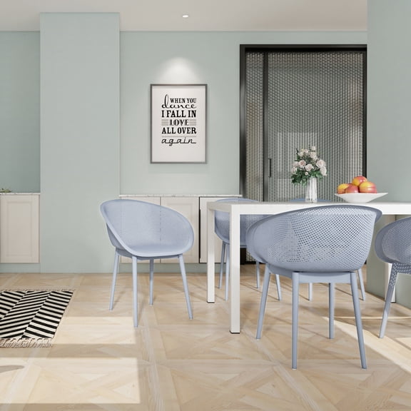 2-Pack Modern Lounge Chairs – All-Weather PP Plastic, Lightweight & Portable – Indoor/Outdoor Use, Quick Assembly (Light Baby Blue)