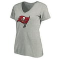 thumbnail image 2 of Women's Heather Gray Tampa Bay Buccaneers Primary Logo V-Neck T-Shirt, 2 of 3