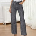 thumbnail image 2 of Womens Rhinestone Jeans Baggy Y2K Straight Wide Leg Sparkly Glitter Denim Pants (Dark Gray XXXL), 2 of 5