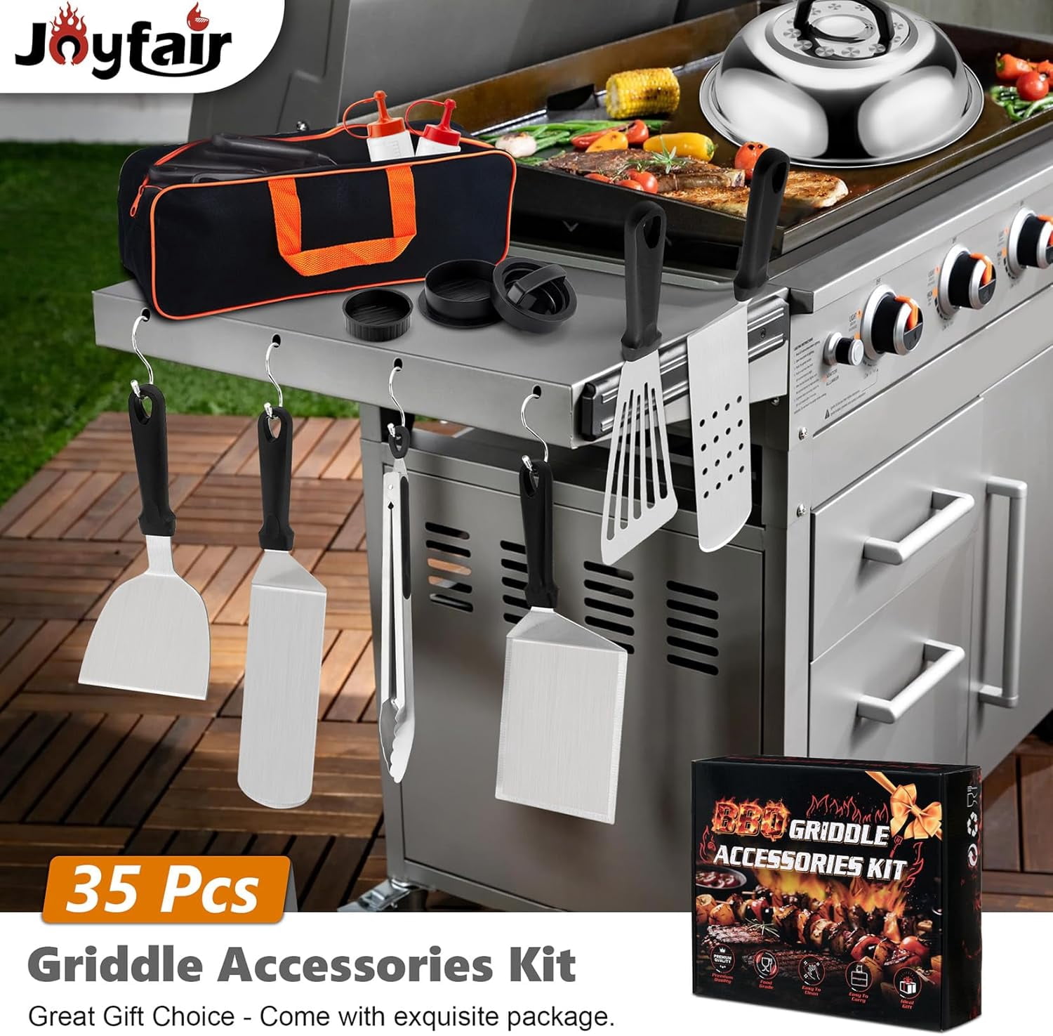 35Pcs Griddle Accessories Kit for Blackstone,  Flattop Grilling Tool Set with Stainless Steel Spatula and Burger Press