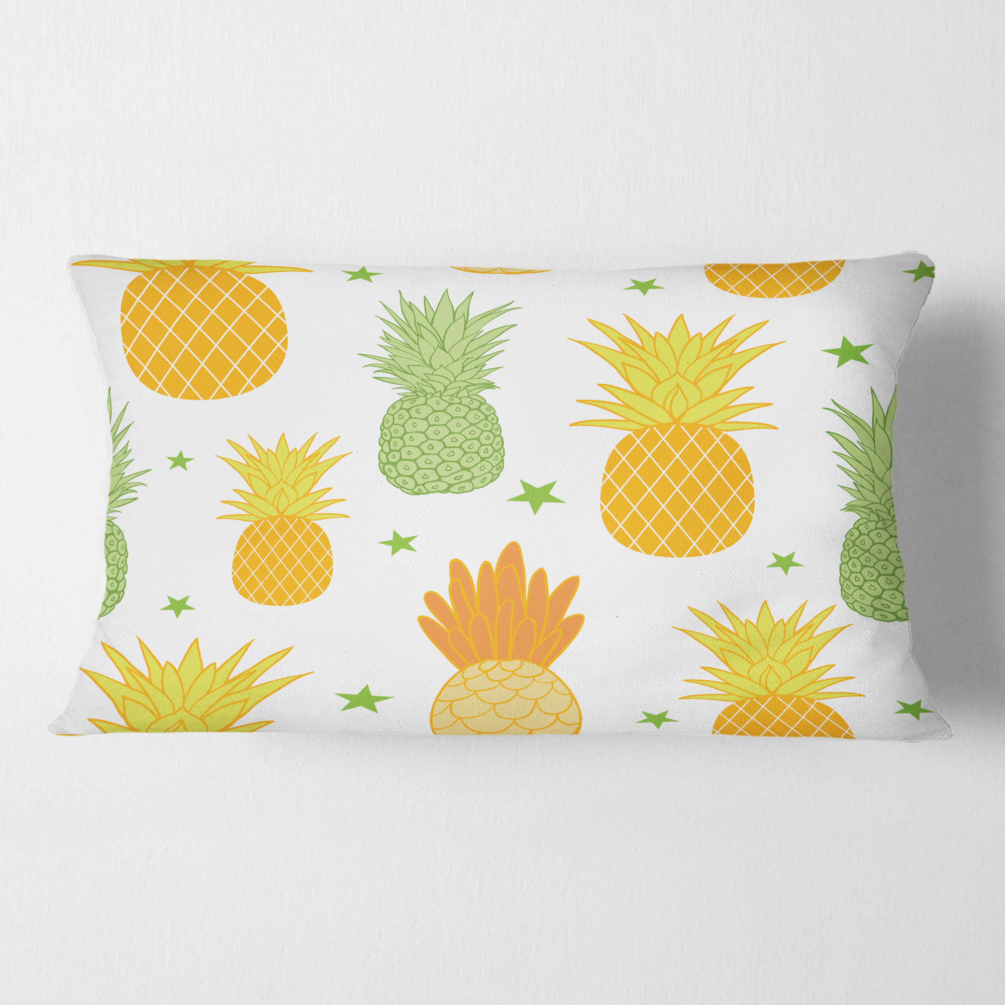 Designart Pineapple Summer Bliss II' Mid-Century Modern Throw Pillow - 12x20