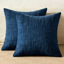 COOKCOK Chenille Throw Pillow Covers Set of 2, 18x18 Inch Thick Textured Farmhouse Couch Pillow Covers - Modern Neutral Decorative Pillow Cases for Sofa, Bed, Living Room, Navy Blue