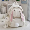 thumbnail image 2 of Fgnfyis Backpack for Girls Lightweight Cute Bunny Ear Design School Daypack for Middle Schoolers and Outdoor Adventures Preschool Backpack White, 2 of 4