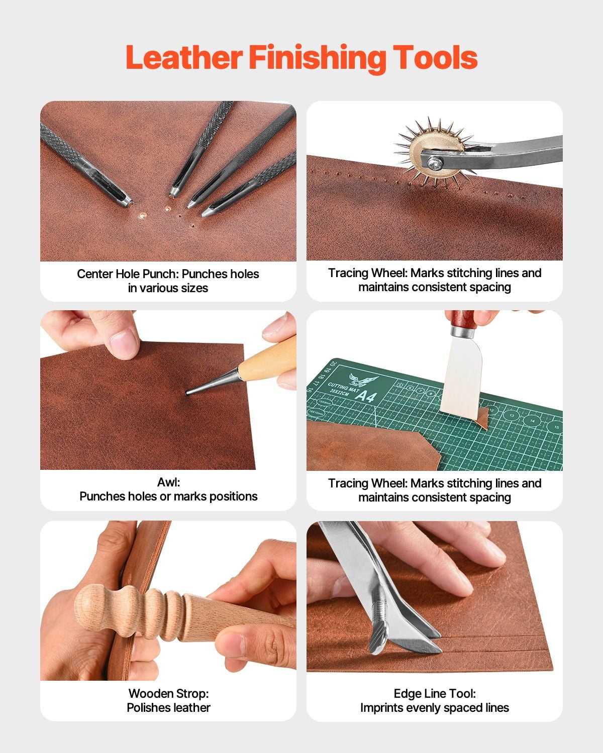 Complete Leather Working Kit 59 PCS – Includes Stamping, Punching, Engraving & Sewing Tools
