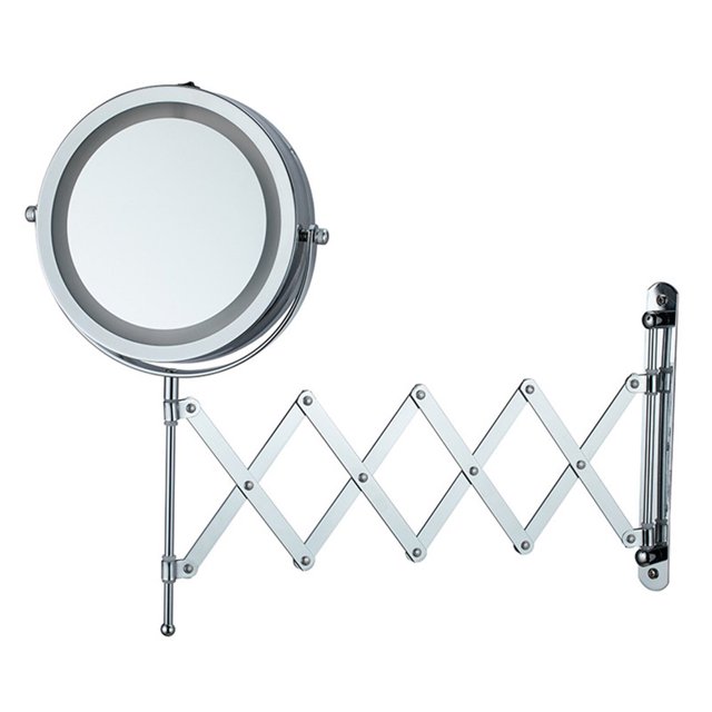 HLONK 3X/5X Magnifying Mirror Wall-Mount Double-sided Magnified Mirror Extendable Makeup Mirror 7-Inch Vanity Mirror No-drill Installation