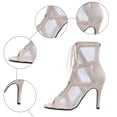 thumbnail image 5 of Rokment Womens Mesh Stiletto High Heels Dressy Sandals Ladies Spring Summer Fashion Fishnet Peep Pointed Toe Lace up Dress Pumps Ankle Booties with Back Zipper Bride Wedding White Size 8, 5 of 8
