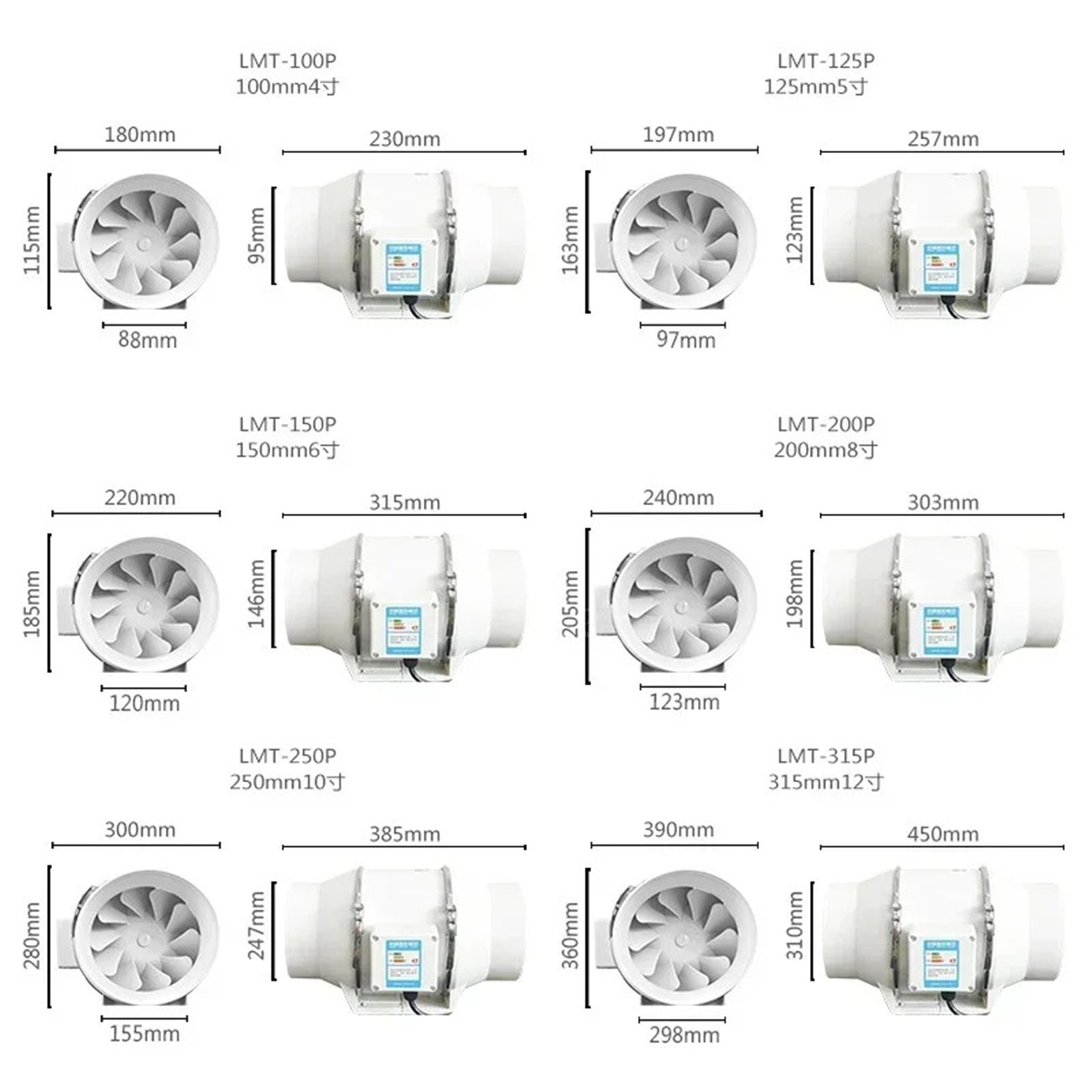Extractor Fan Low Noise Inline Duct Hydroponic Air Blower Exhaust Fan For Home Bathroom Grow Room Ventilation Vent ,Easy Installation