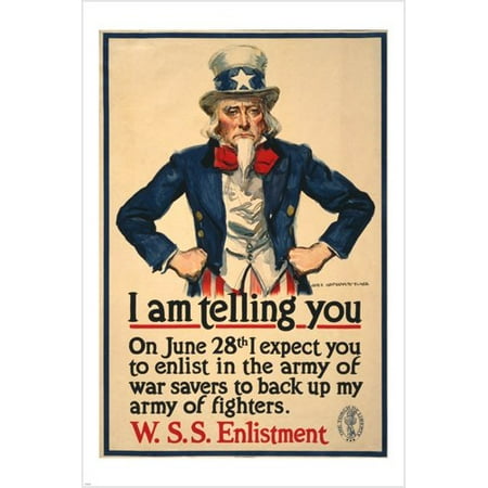 Vintage Uncle Sam - Uncle Sam Illustration Vintage Enlistment Poster 24X36 Army Recruitment