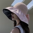 thumbnail image 4 of SWSMCLT Women's Beach Foldable 100 Cotton Sun Hat Wide Brim Floppy Hat Roll up Cap Pink One Size, 4 of 5