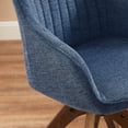 thumbnail image 6 of Art Leon Mid-Century Modern Accent Side Chair, 360° Swivel No Wheels, Linen Upholstered Oak Legs, for Study Living Room Bedroom, Blue, 6 of 9