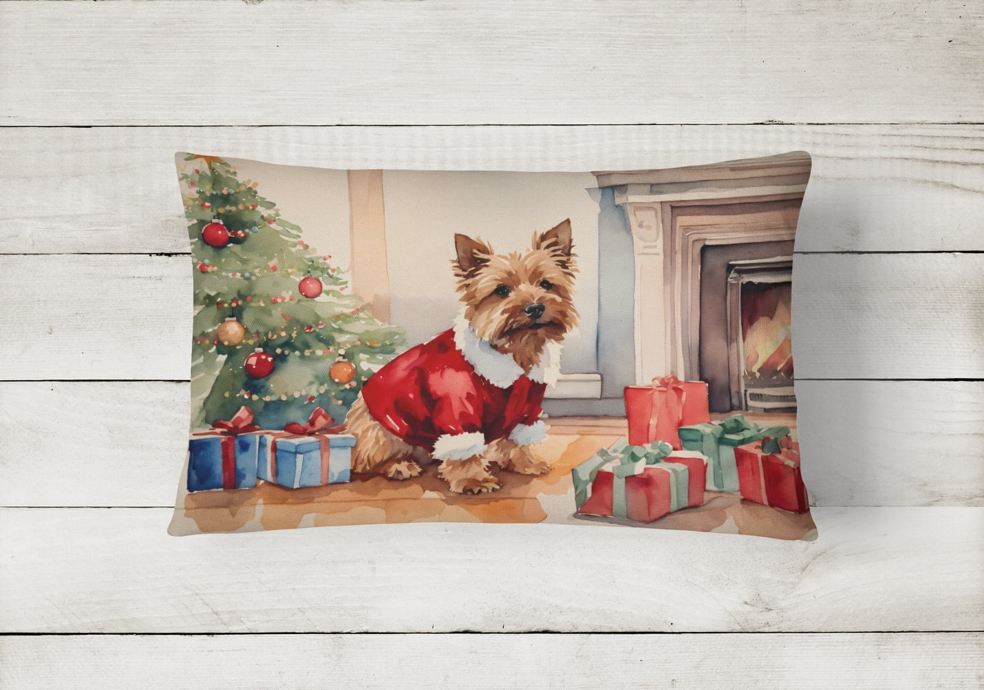 Norwich Terrier Cozy Christmas Throw Pillow 12 in x 16 in