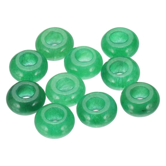 Uxcell 15 Pcs Natural Gemstone Beads, Large Hole Rondelle Beads for Jewelry Making DIY Craft, 14 x 8 MM, Fade Green