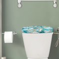 thumbnail image 2 of Renewold Marble Print Toilet Tank Cover Dust and Stain Resistant, Decorative Bathroom Toilet Top Cover Elastic Edge Fit Different Sizes of Toilets Tanks, Mechine Washable, Green, 2 of 6
