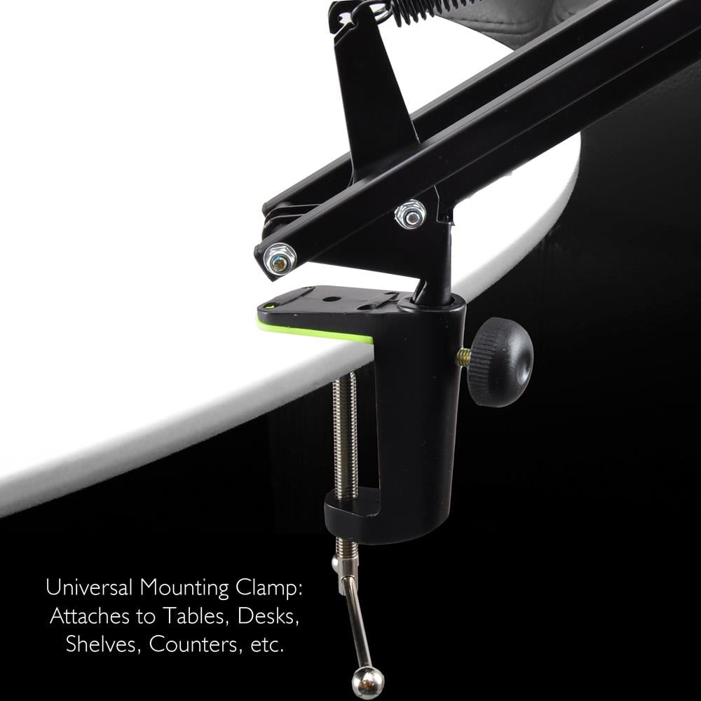 Pyle PMKSH01 - Suspension Microphone Boom Stand - Studio Scissor Arm Mic Mount Holder with Shock Mount Clip (Table Clamp Style)