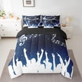 thumbnail image 2 of Homewish Musical Notes Melody 7-Piece Twin Bedding Sets,Music Lover Silhouette Bedding Comforter Set,White Blue Sheet Sets For Teens,Breathable Home Decor Reversible, 2 of 8