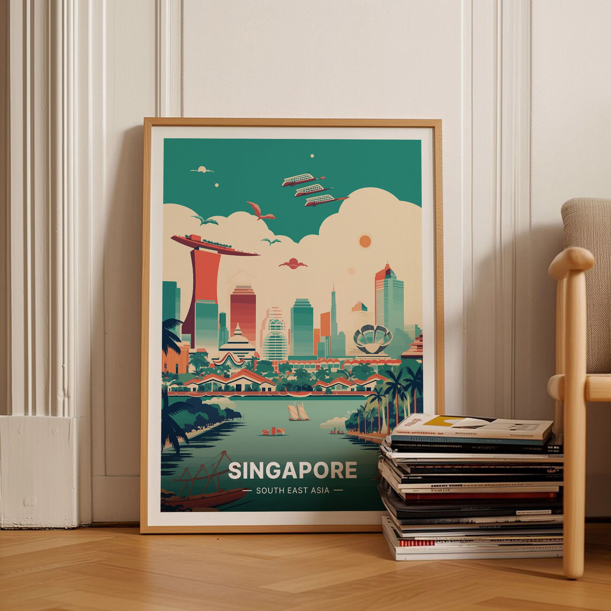 Singapore Travel Vibrant Cityscape Asia Inspired Unique For Travel Enthusiasts C20-101 Decorative Wall Art Poster , Poster Print Only