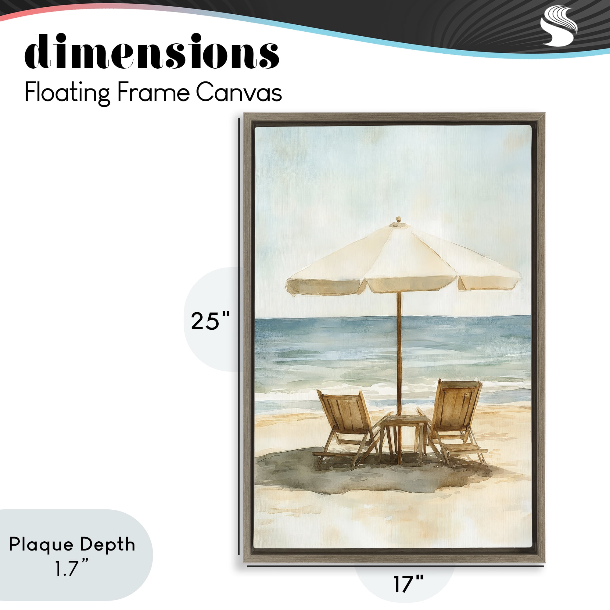 Stupell Industries Watercolor Paradise Seaside Retreat Brown Framed Floater Canvas Wall Art, design by Petal Prints Design