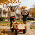 thumbnail image 7 of Olurrisa Red & Wood Children's Wagon with 4 All-Terrain Wheels & Side Handles, 260 lbs Capacity Outdoor Stroller Cart for Toys, Gardening, and Family Fun, 7 of 7