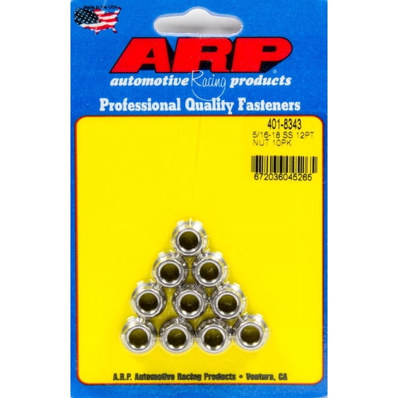ARP 401-8343 Nut Kit (5/16-18 SS 12pt nut)