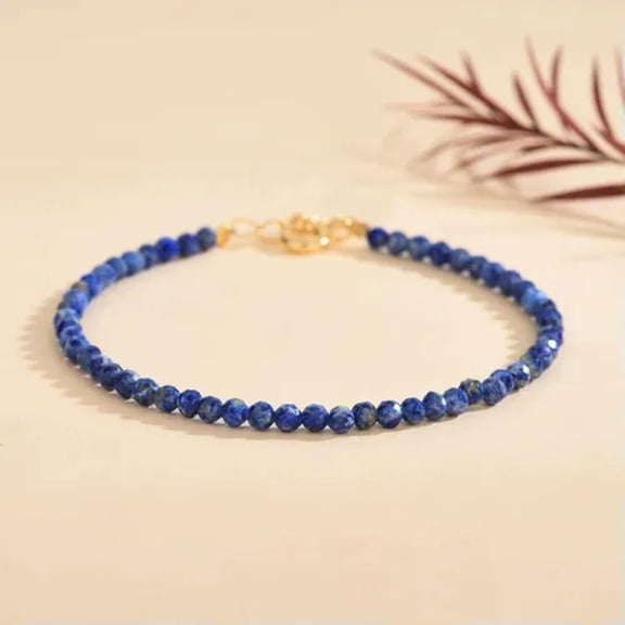 K-KED Natural Lapis Lazuli Stone Dainty Bracelet Blue Gemstone Bracelet Minimalist 3mm