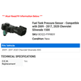 thumbnail image 2 of Fuel Tank Pressure Sensor - Compatible with 2009 - 2017, 2020 Chevy Silverado 1500 2010 2011 2012 2013 2014 2015 2016, 2 of 2