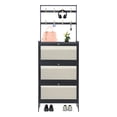 thumbnail image 3 of 3 Tiers Shoe Cabinet for Entryway Living Room, Flip Door Shoe Cabinet (Black) 70*24*186cm, 3 of 17