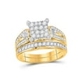 thumbnail image 2 of 14kt Yellow Gold His Hers Round Diamond Square Matching Wedding Set 1-1/5 Cttw, 2 of 3
