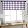 thumbnail image 2 of Purple Checkered Valance Curtains for Kitchen/Living Room/Bathroom/Bedroom Window, Rod Pocket Small Topper Half Short Window Curtains Voile Sheer Scarf, Farmhouse Buffalo Plaid 60"x18", 2 of 8
