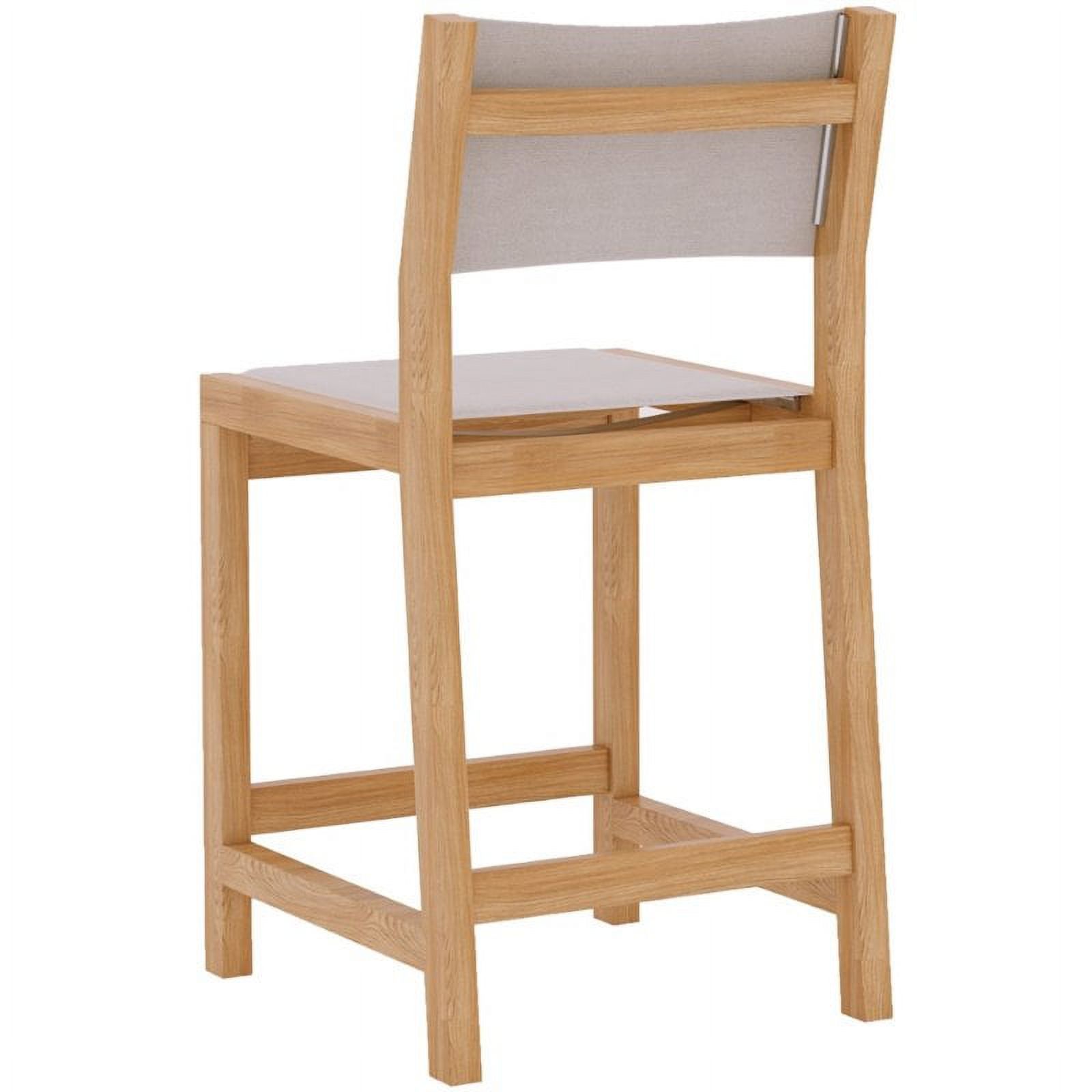 Home Square 26" Teak Wooden Patio Counter Stool in Natural and White - Set of 2 - image 4 of 4
