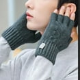 thumbnail image 4 of Dyfzdhu Half Finger Warm Knit Gloves Thickened For Both Men Women Fall Winter Fingerless Gloves Dark Gray, 4 of 5