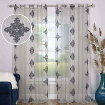 Superior Sia Damask Sheer Curtain Panel Set with Grommet Header