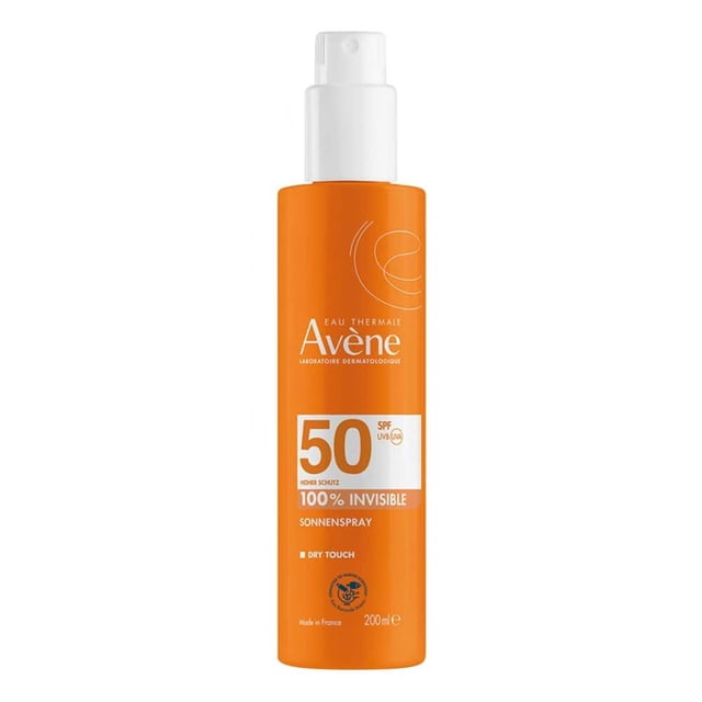 AVENE Protector Solar en Spray FPS 50, Textura Milk-in-Water Invisible, Toque Seco, Resistente al Agua y Sudor, 200ml