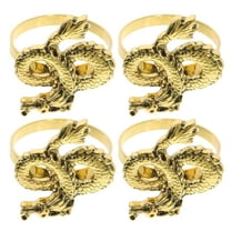 NICEXMAS 4Pcs Golden Dragon Napkin Holders Metal Serviette Rings for Elegant Dining Table Settings