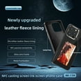 thumbnail image 5 of Smart Ink Screen Phone Case for iPhone 15 Pro Max NFC Smart Mobile Phone Cover Long-Lasting Imaging Display DIY Photo, Slim Microfiber PU Leather Velvet Lining Anti-Scratch Protective Case, Gray, 5 of 6