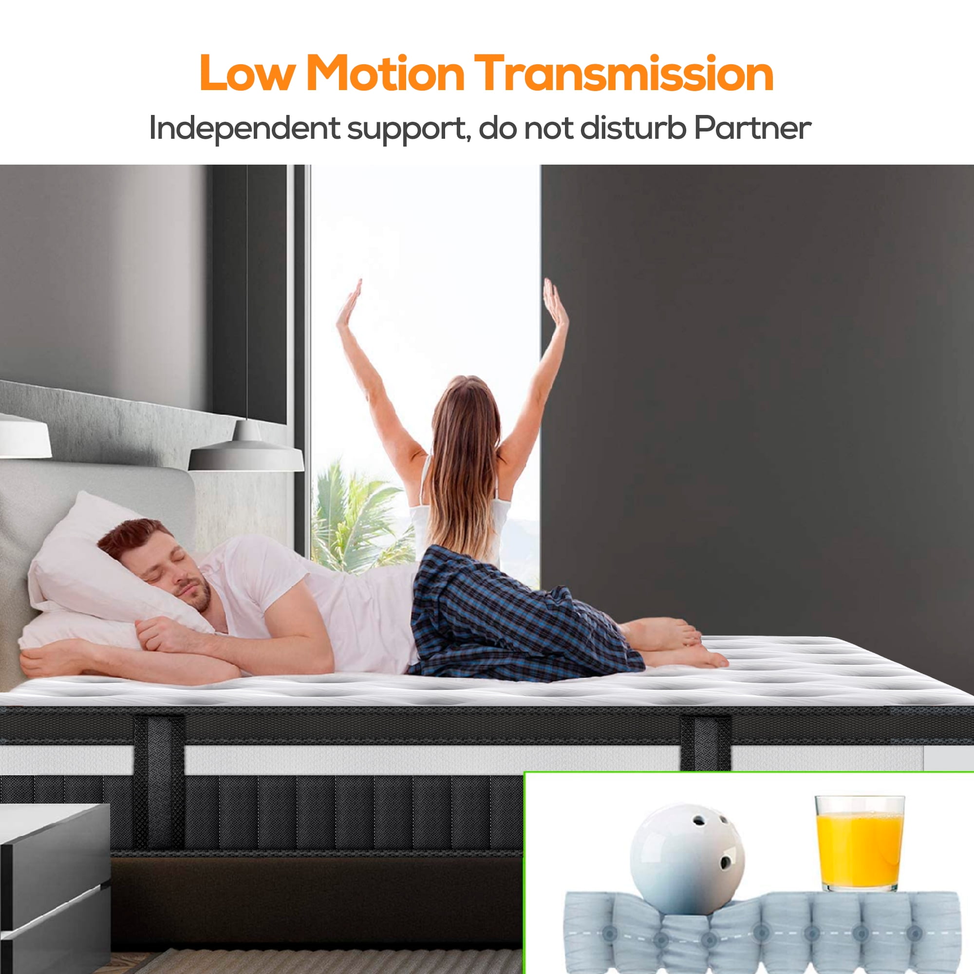 FaayFian 14" King Size Mattress，Gel Memory Foam Mattress, King Hybrid Mettress in a Box for Cooling Sleeping & Pressure Relief, Medium Firm, CertiPUR-US