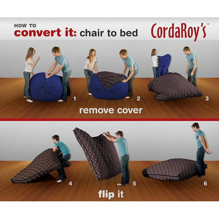 CordaRoy s Convertible Corduroy Full Size Bean Bag Chair Navy Walmart