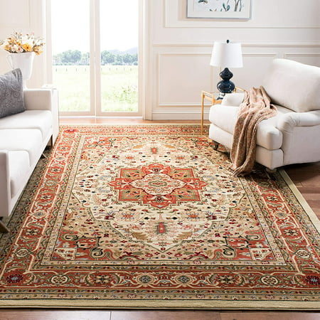 SAFAVIEH Lyndhurst Collection LNH330R Traditional Oriental Non-Shedding Living Room Bedroom Dining Home Office Area Rug  6 x 9  Ivory / Rust 6 x 9 Ivory/Rust The Lyndhurst Rug Collection features the exquisitely detailed designs and noble colors found in the finest Persian and European styled rugs. Constructed using a blend of soft  sturdy synthetic fibers and designed in traditional Persian florals  these rugs will add classic charm and character to any room. These dazzling and durable floor coverings are available in many styles  colors  shape and sizes  including hallway runners and foyer rugs.