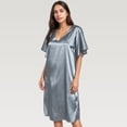 thumbnail image 5 of Women's Satin Midi Dress with V-Neckline and Flutter Sleeves for a Relaxed Elegant Fit - Small, Gray, 5 of 7