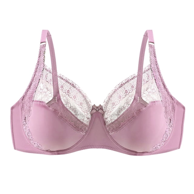 Gibobby Sujetador grande con pliegue lateral y copa grande con espalda sexy de encaje y cómodo para mujer Brasier para mujer(Oro Rosa,90)