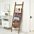 thumbnail image 6 of FUIN 6.4ft Extra Wide Wooden Blanket Ladder Living Room Decorative Wal Leaning Farmhouse Quilt Display Holder Rustic Wood Towel Rack for Bathroom, Brown, 24 inch wide, 6 of 7