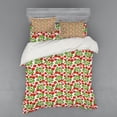 thumbnail image 2 of Ambesonne Floral Bedding Set 3 Pcs, Strawberries Summertime, Twin, Vermilion Green Pink, 2 of 3