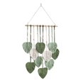 thumbnail image 1 of Tapiz de macramé con hojas para colgar en la pared, estilo bohemio, para decoración del hogar, para bodas, color verde, 1 of 4