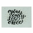 thumbnail image 1 of YOLO Cutting Board, Hand Drawn Words with Grunge Stripes Dots Backdrop Typography, Decorative Tempered Glass Cutting and Serving Board, Small Size, Black White and Yellow, by Ambesonne, 1 of 1