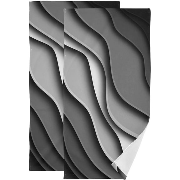 Black White and Gray Stripes Hand Towels for Bathroom Set of 2 Soft Absorbent Mid Century Modern Beach Wave Kitchen Towel,Decorative Bathroom Towels for Bath Guest Shower Face Hair 14"x28"