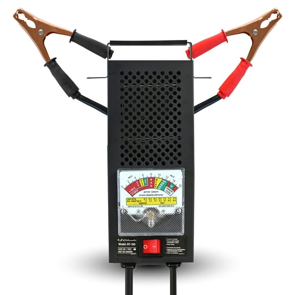 Schumacher Electric 100A Car Battery Load Tester and Voltmeter, Charging System Diagnosis, 6V/12V Sport, Auto, and Marine Batteries, BT-100