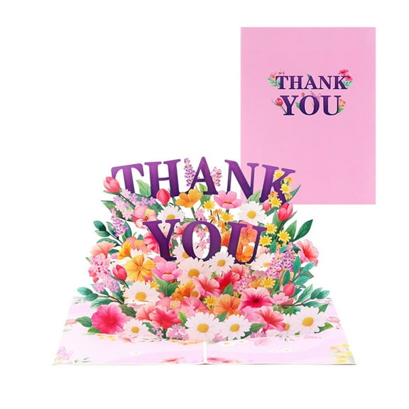 WINDLAND Stylish 3D Popup Thank You Card Attractive Pink 3D Thank You Greeting Card for Birthdays Weddings and Graduations